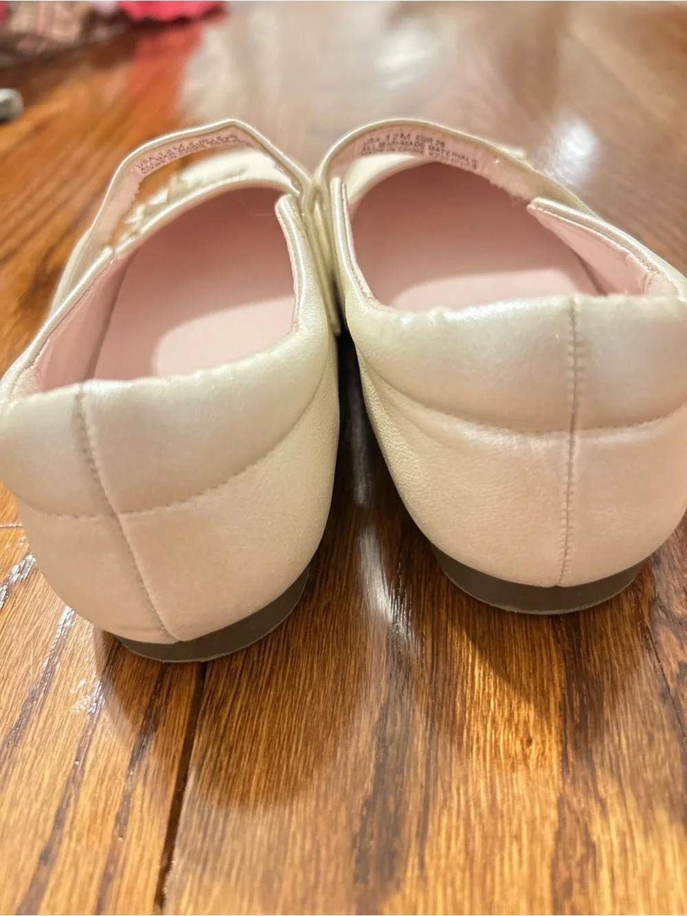 Nina Shoes Cream Mary Jane Dress Shoes with Floral Appliqué